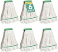 6 Pack Commercial Mop Head Replacement – Heavy Duty Mop Head for General and Floor Cleaning | Industrial Wet Mops | Washable Refill Reusable Looped End Mopheads | Hardwood Concrete（White）