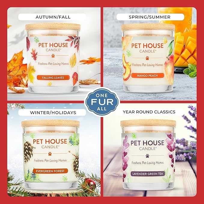 Pet House Scented Candle Plant Based Pet Odor Candle Clean Burning Long Lasting for Home Holidays Fur All