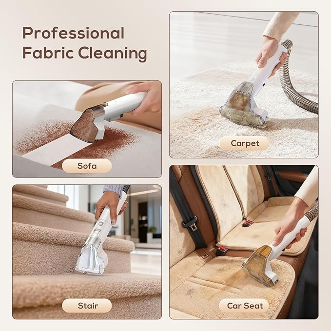 Ailltopd Portable Carpet &amp Upholstery Cleaner Machine 15Kpa Powerful Suction &amp Couch Cleaner Machine Deep Stain Cleaning for Carpet Car Pets Stairs Sofa with Self-Cleaning Tool