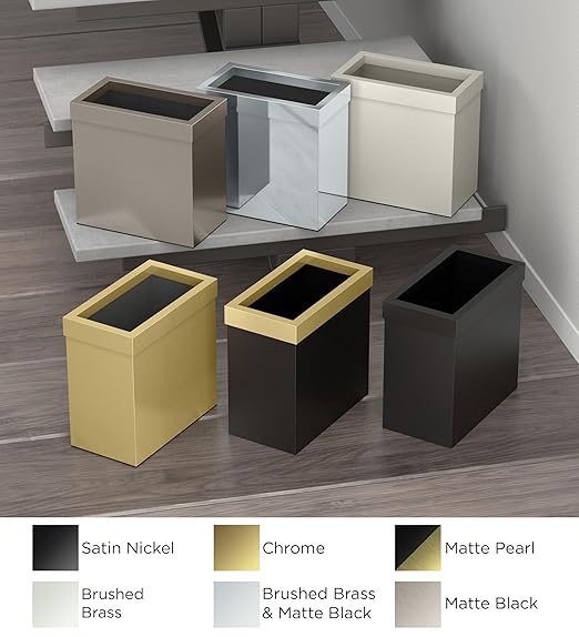 Gatco Small Bathroom Trash Can With Lid Square 3 Gallon Stainless Steel Wastebasket Under Sink Matte Black And Brushed Brass For Bathroom Bedroom Office (1934)