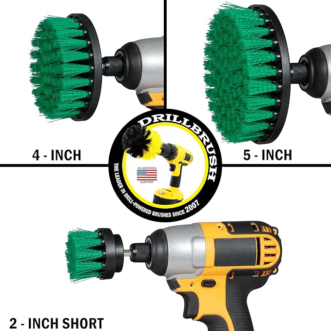 Kitchen Cleaning Supplies Set - Tile Electric Spin Scrubber - Stainless Steel Cleaner for Stove Sink and Oven - Household Cleaning Tools - Green Medium Stiffness Nylon Brush - Cast Iron Scrubber