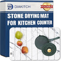 Stone Drying Mat for Kitchen Counter – Super Absorbent Stone Dish Drying Mat Foldable &amp Quick Dry Diatomaceous Earth Mat for Dish &amp Bottle Ideal for Kitchen - 23.6 x 15.4 White