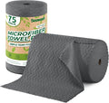 Microfiber Cleaning Cloths Roll 75 Pack Tear Away Microfiber Towels Roll 12 x 12 Lint Free Rags Reusable Cleaning ClothsWashableScratch FreeUltra Absorbent Dish Rags(Dark Grey Ripple)