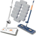 Large Flat Mop Mops for Floor Cleaning Mop 360° Rotatable Adjustable Cleaning Mop Wall Mops for Washing Walls Spin Wet and Dry Use Floor System 12027(Blue+White)