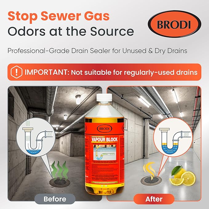 VapourBlock Drain Sealer Liquid &amp Trap Primer for Unused &amp Dry Drains Citrus-Based Blocks Sewer Gas Odors &amp Stops P-Trap Evaporation in Cabins Cottages &amp Vacant Properties (Pack of