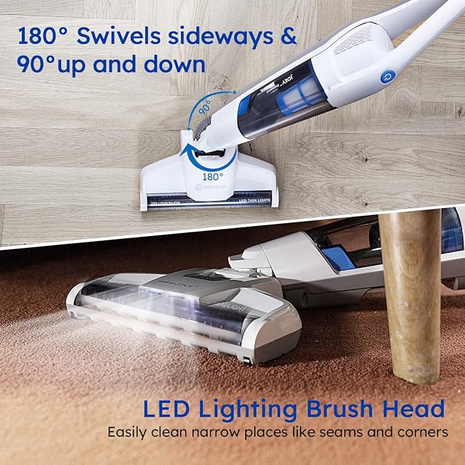 Vacmaster VSD1801 Cordless Handheld &amp Stick Vacuum Cleaner 2 in 1 Rechargeable Li-ion Battery Powerful Lightweight for Hardwood Floor Carpet and Pet Hair White