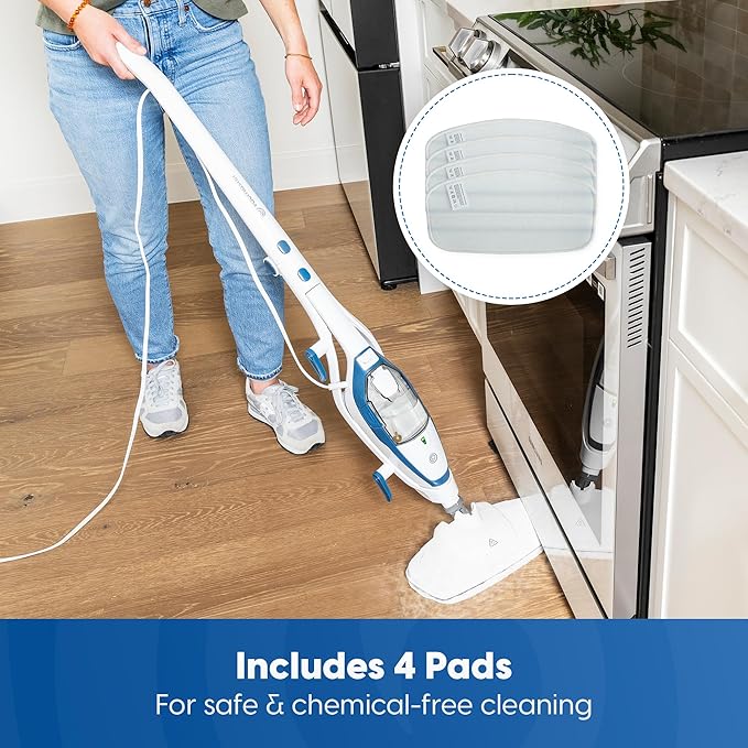 Vacmaster 952779 Microfiber &amp Washable Replacement Mop Pads 4 pack for SMF1501 2-in-1 Steam Mop