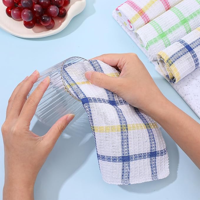 36 Pieces Kitchen Dish Cloths Dish Towels Washable Cleaning Cloth for Washing Dishes Wipe Glass Home Kitchen Household Supplies 12 x 12 Inch (3 Colors)