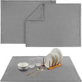 2 Pcs Extra Large Dish Drying Mats for Kitchen Counter28 x 24 100% Cotton Gray Pad Thick Highly Absorbent Mats Muslin Gauze Quick Drying Dishes Drainer Pad for Sinks Draining Racks