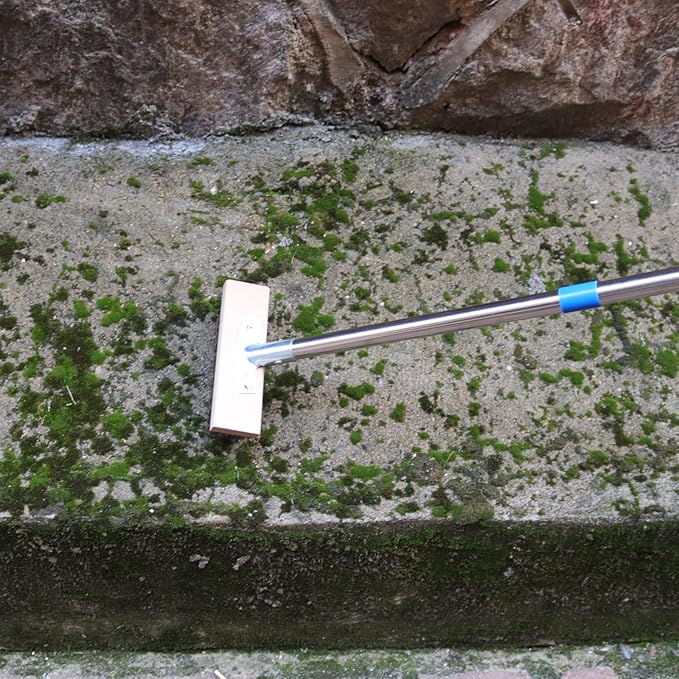 Stainless Steel Wire Scrub Brush with 63 Long Handle 2PCS 12 Brush Heads Heavy Duty Large Wire Brush Stiff Metal Bristle Floor Scrubber Patio Floor Cleaning Wire Broom for Concrete Deck Moss