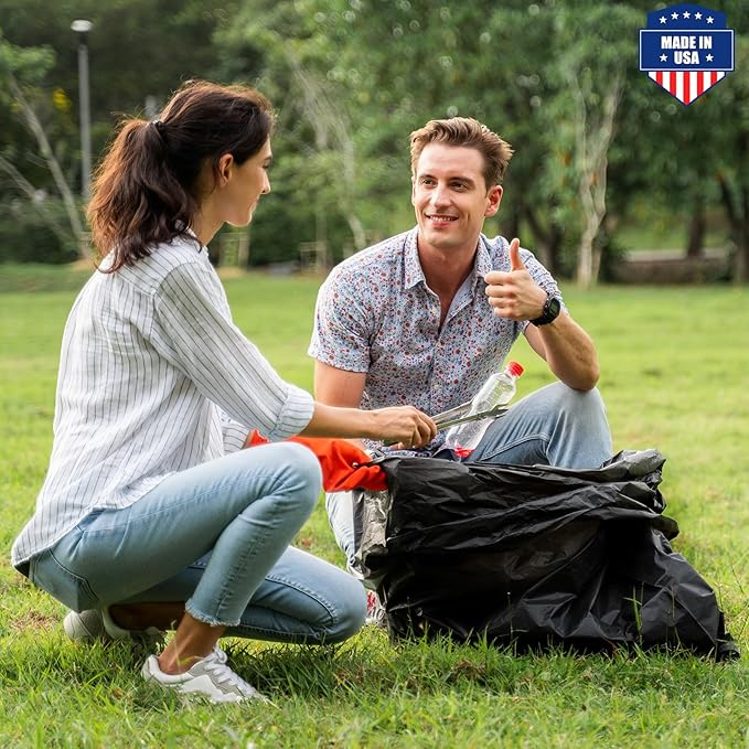 Fuxury 55-60 Gallon Extra Large Trash Bags 100 Count Black Garbage Bags 23 Mic Thick 38x58 in Star-Seal Bottom Plastic Bags Ideal for Home Yard &amp Commercial Use Made in USA
