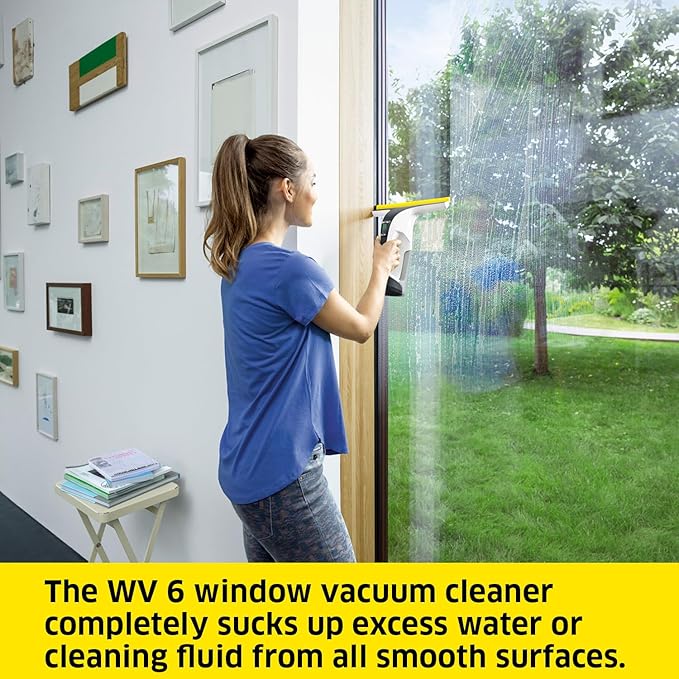 Kärcher WV 6 Electric Window Vacuum Squeegee 11 - Cleans Showers Mirrors Glass and Countertops - Electric Squeegee
