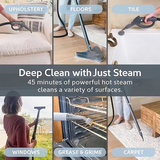 Pure Enrichment PureClean XL Rolling Steam Cleaner – Professional 1.5L Multi-Purpose Heavy Duty Steamer 17 Accessories Chemical-Free Deep Cleaning of Floors Upholstery Windows Grout Cars &amp M