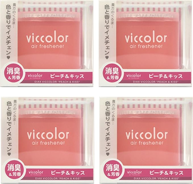 4-Pack Viccolor Peach &amp Kiss (Fresh Peach Scent with Floral Bouquet Fragrance) Luxury Air Freshener JDM Genuine Diax Japan for Home/Office/Car/Auto/Rv