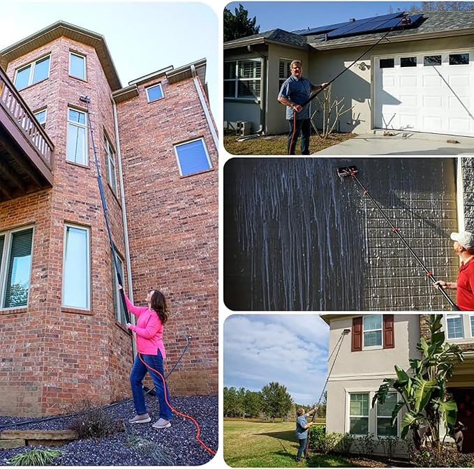 3.6-10.8 M Window Cleaning Pole/Water Fed Telescopic Brush/Extendable Cleaner Conservatory Roof/Squeegee/Soap Dispenser (10.8M)