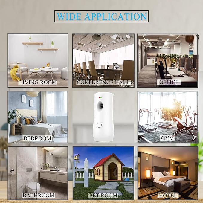 Automatic Air Fragrance Dispenser Home Wall-mounted Aerosol Spray Air Freshener for Home Offices Schools Restaurants Hotels Commercial Place (White 1101)