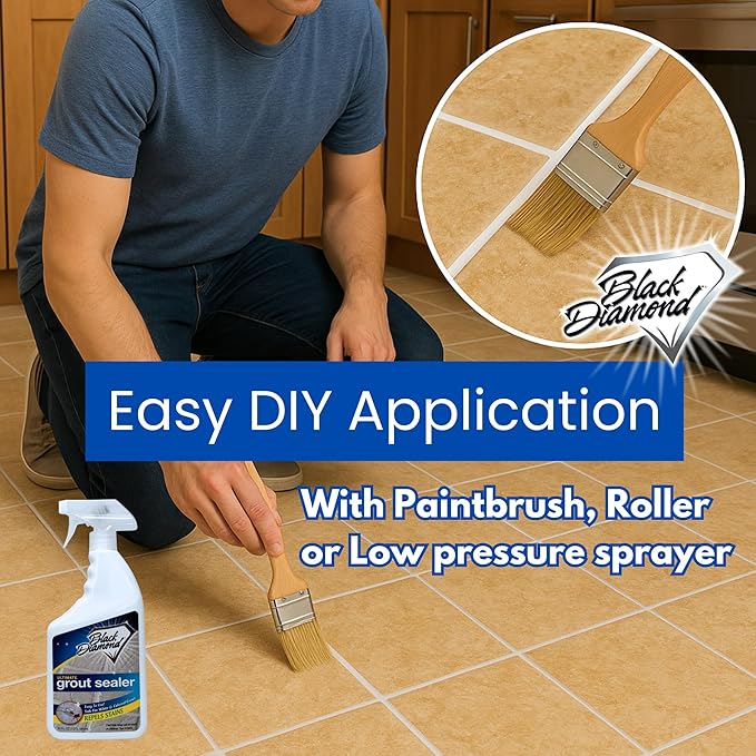 ULTIMATE GROUT SEALER – Professional Strength Tile Stone &amp Grout Protection for Showers Floors &amp Backsplashes | Easy-Clean Stain &amp Moisture Repellent – Low Odor Contractor Grade (Quart)