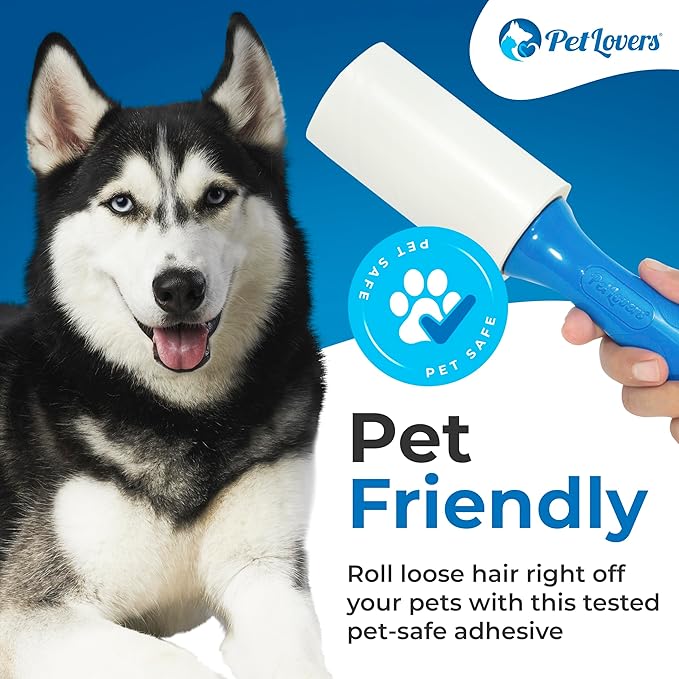 PetLovers Extra Sticky Lint Roller Mega Value Set for Pet Hair Removal Dog and Cat Lint Remover (8 Pack Refills)