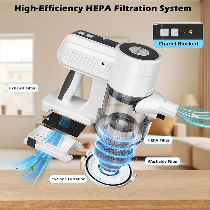 PURKINN B8 Cordless Vacuum 200W Brushless Motor &amp 28000Pa Suction 3-Mode for Carpet &amp Hard Floor Lightweight Stick Handheld Vacuum Cleaner for Home and Car
