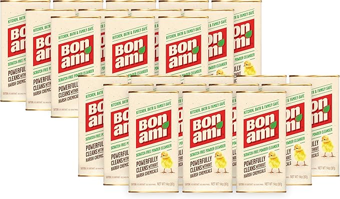 BON AMI Powder Cleanser for Kitchens &amp Bathrooms - All types of Surfaces Cleans Grime &amp Dirt Polishes Surfaces Absorbs Odors (24 Pack)