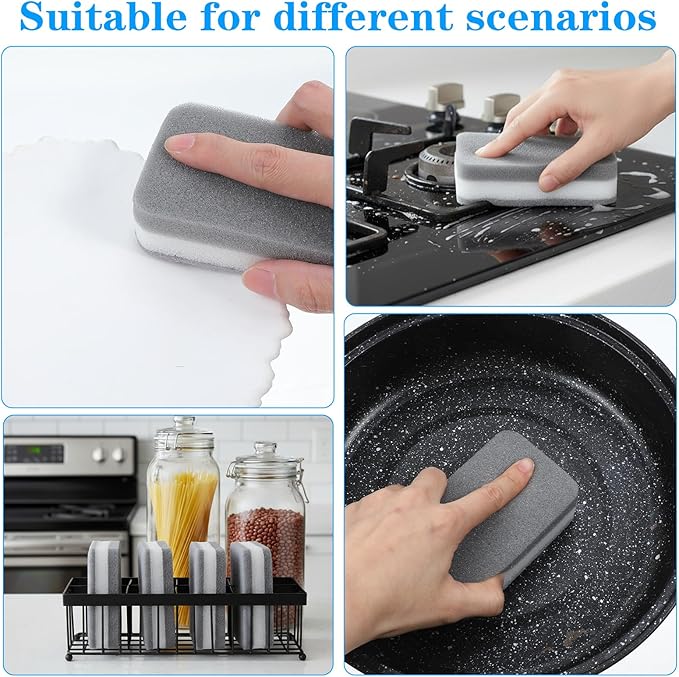 40 Pcs Kitchen Dishwashing Sponge Individually Wrapped Sponges Bulk Non Scratch Scouring Pad Odor-Free Dish Sponges for Washing Dishes Wipes for Household Cleaning Dishes Travel Apartments Grey