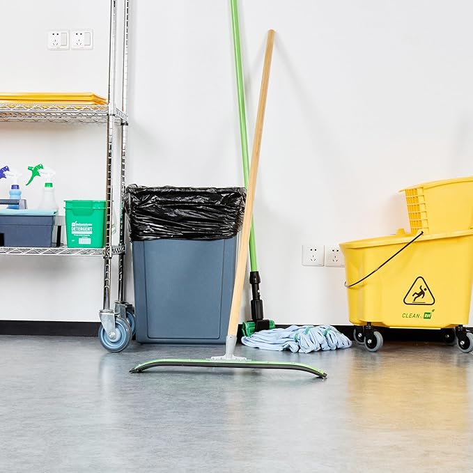 Restaurantware-SQUEEGEE ONLY: Clean Tek Professional 24 Inch Curved Floor Squeegee 1 Broom With Rubber Blade - Handle Sold Separately Heavy-Duty Green Steel Wiper Ideal For Floor Tiles
