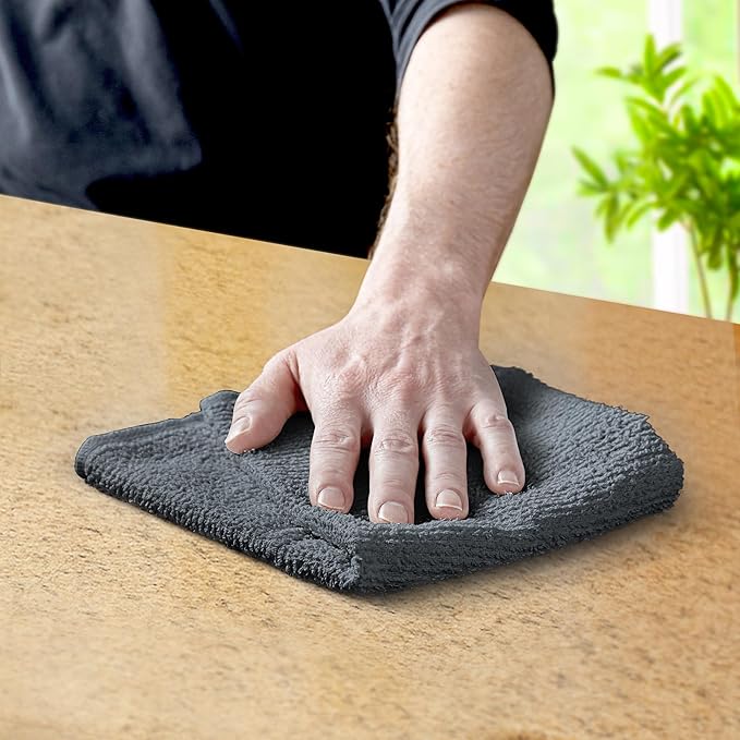 Avalon Towels Bar Towels (Pack of 60) Size 14x17 Inches – 100% Cotton Absorbent and Reusable Cleaning Rags Multipurpose Cleaning Towels Terry Cloth Rags Durable Shop Rags (Grey)