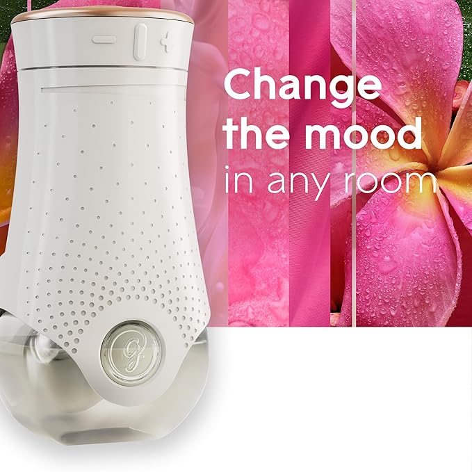 Glade PlugIns Refills Air Freshener Starter Kit Scented and Essential Oils for Home and Bathroom Tropical Blossoms 4.02 Fl Oz 2 Warmers + 6 Refills