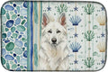 Caroline's Treasures White German Shepherd Coastal Sea Glass Dish Drying Mat Absorbent Dish Drying Mat Pad for Kitchen Counter Dish Drainer Mat for Countertop 14 x 21 Multicolor