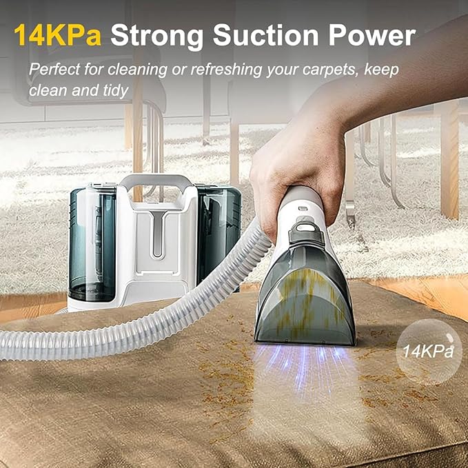 Deep Cleaning Dual Tank Portable Carpet Cleaner 450W High Power 15Kpa Strong Suction Spot Clean Machine for Sofa Curtain with Water Tanks (US Plug 110V)