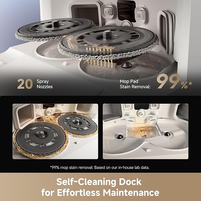 DREAME L40s Ultra Robot Vacuum and Mop 19000Pa Suction Auto-Empty Mop Self-Cleaning 100% Detangling DuoBrush Extending Mops and Side Brush 1.57in Obstacle Clearing App &amp Voice Control (Whi