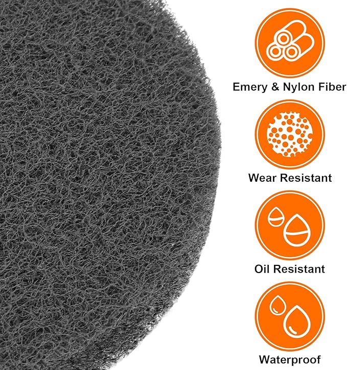 HARFINGTON 20pcs Scrubber Scouring Pads 800 Grits 4 Inch Drill Power Brush Hoop and Loop Surface Conditioning Disc Drill Scuffing Disc Scrub Pads for Home Kitchen Cleaning Grey