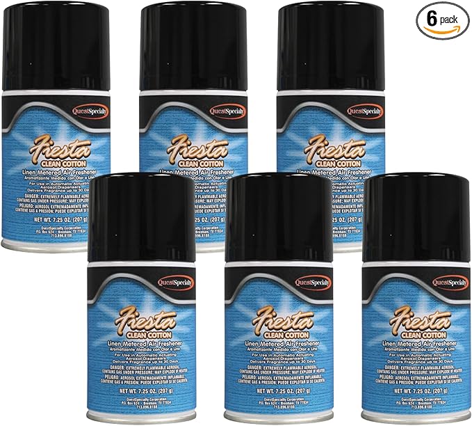 Quest 3960 CLEAN COTTON Metered Air Freshener - Linen Scent (6 Pack) Works in all metered dispenser