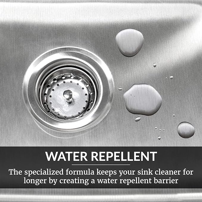 HOPE'S Perfect Sink Cleaner and Polish Restorative Water-Repellant Removes Stains Ideal for Brushed Stainless Steel Cast Iron Porcelain Corian Composite Acrylic 8.5 oz 4 Pack