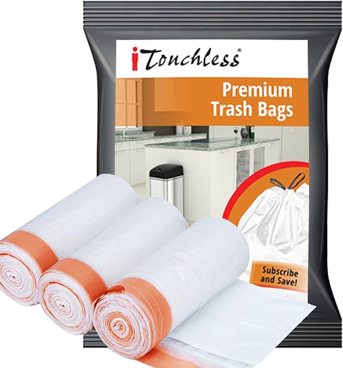 iTouchless Custom Fit Trash Bags Compactor Bags Heavy Duty Drawstring (120 13 Gallon)