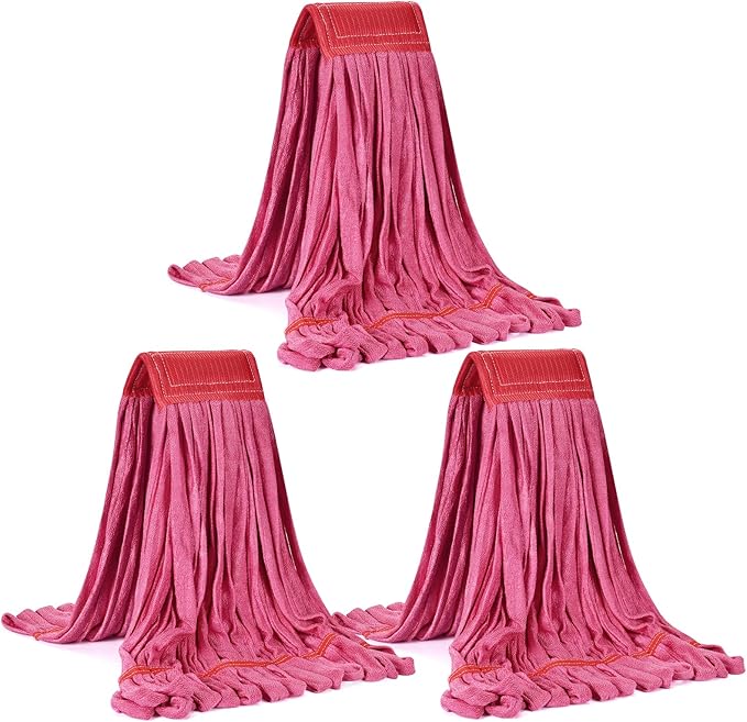 Matthew Cleaning Microfiber Tube Mop(LargeRed3Pack) Heavy Duty Mop Head ReplacementExcellent AbsorbencyPremium launderabilityReusableLoop end for HomeCommercial and Industrial Use