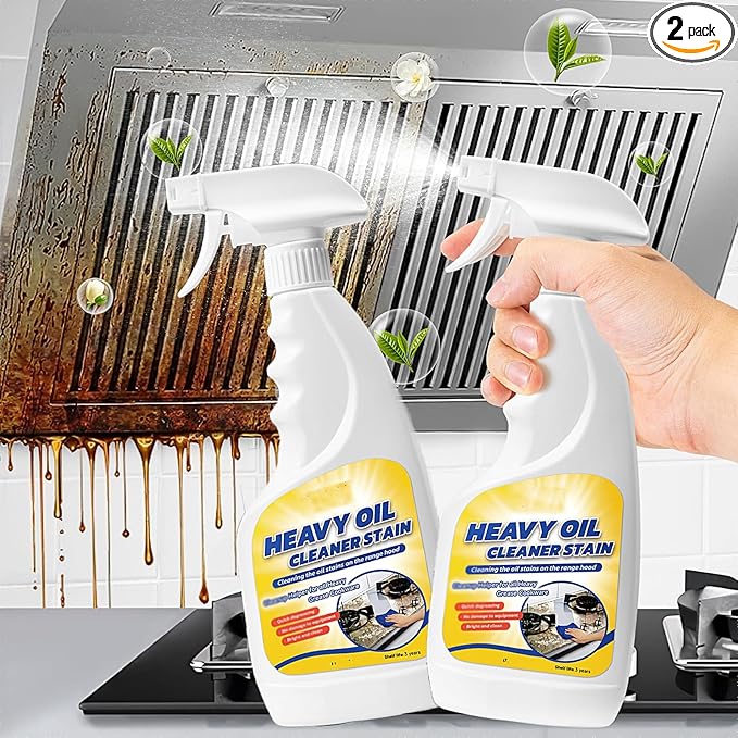 Heavy Oil Cleaner Stain 500ml Clean Kitchens Up Kitchen Oil Stains Degreaser Cleaner Heavy Duty All Purpose Grease Cleaning For Household Oven Stove Cookware Range Hood Cabinets (2pcs)