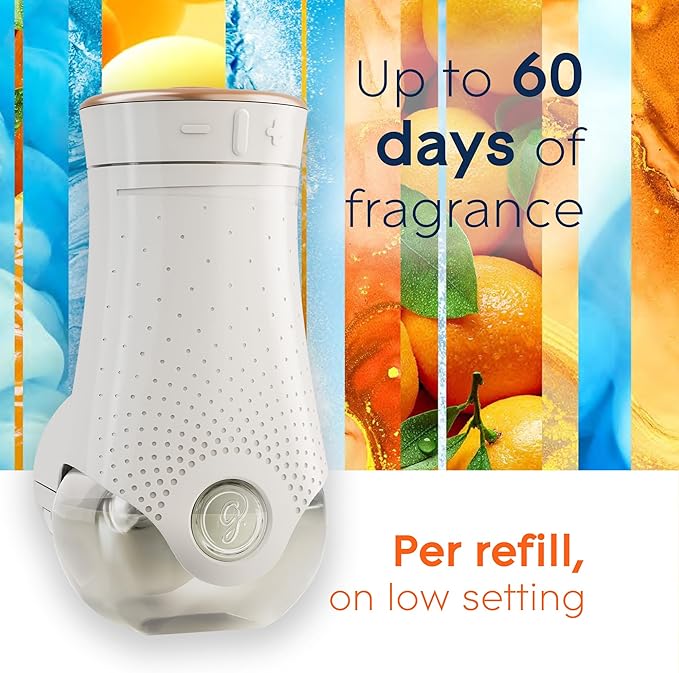 Glade PlugIns Refills Air Freshener Starter Kit Scented and Essential Oils for Home and Bathroom Coastal Sunshine Citrus 4.02 Fl Oz 2 Warmers + 6 Refills
