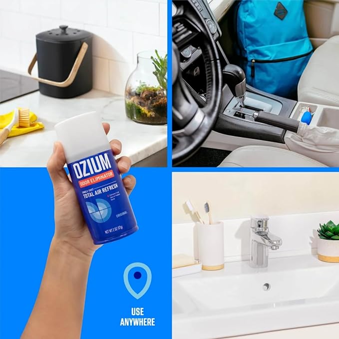 Ozium Air Sanitizer 2 oz Car Fogger: Single-Shot Smoke Odor Eliminator &amp Car Air Freshener (Original+That New Car Smell+Carbon Black 3 Pack Variety)