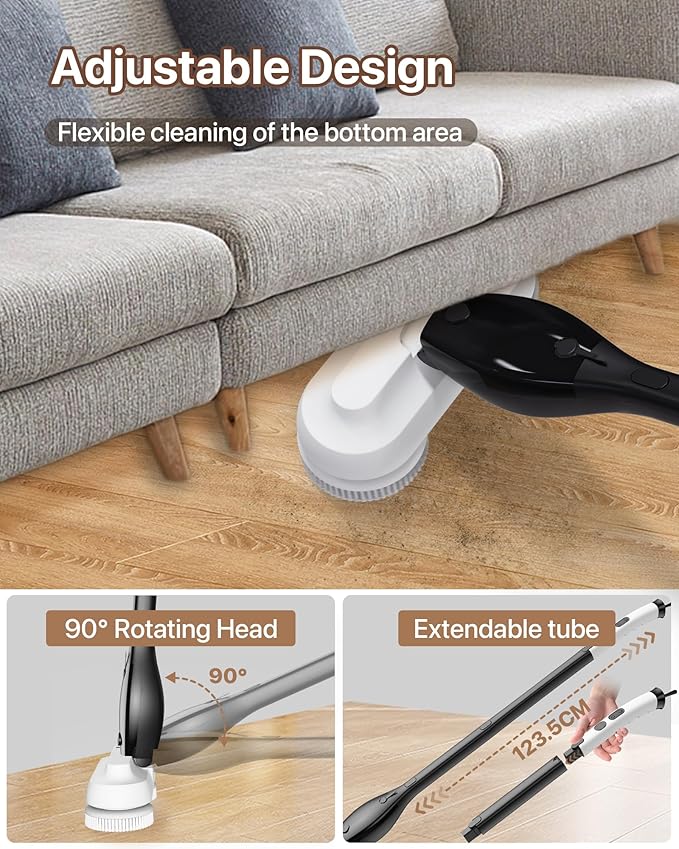 Electric Spin ScrubberCordless Electric Mop For Floor CleaningWith Water Sprayer And Large 800ml TankAdjustable Extension Handle With 4000mAh BatterySpin Mop For Hardwood FloorsPet Cleaning