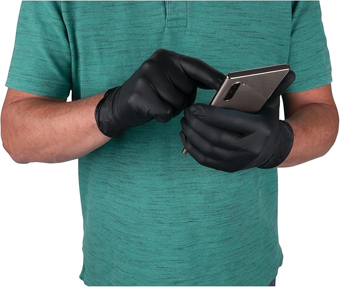 Performance Tool W89013 Black Nitrile Gloves | Disposable Powder Free latex rubber free Textured Fingertips for Better Grip  X-Large | 100pc