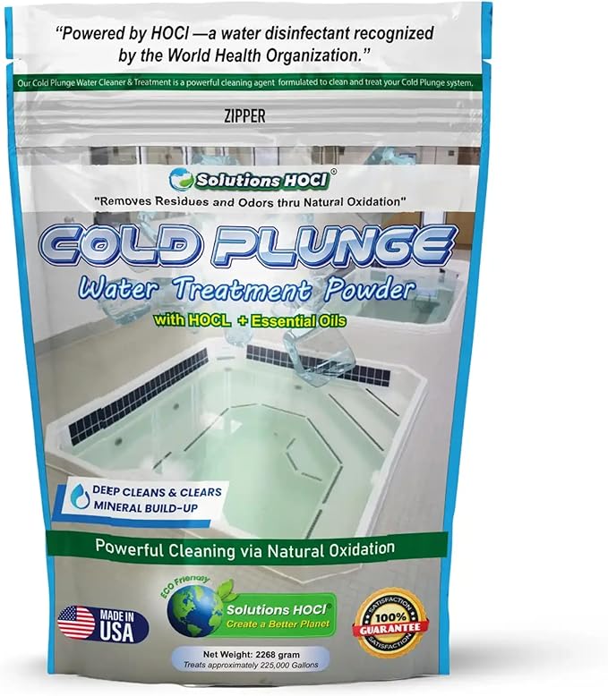 Solutions HOCL Cold Plunge Cleaner &amp Descaler bleach-free cleaning for Cold Plunge Spas Gyms and Recovery Centers - 2268g which can Treat upto 225000 Gallons