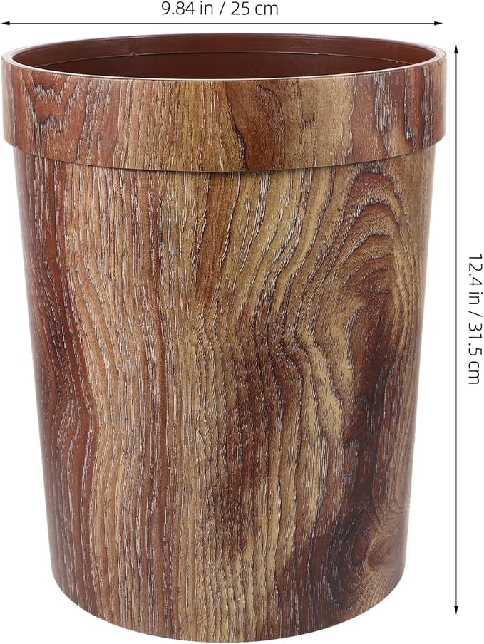 Homoyoyo Wooden Wastebasket Trash Can Vintage Retro Simulation Wood Garbage Bin Container Bin Farmhouse Style Trash Can for Home Office 31. 5x25cm