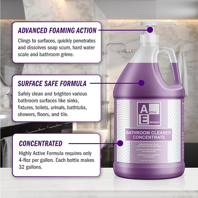 Bathroom Cleaner Concentrate- Makes 32 Gallons -Multipurpose Foaming Spray for Tub and Tile Shower Sink Bathtub and Toilet