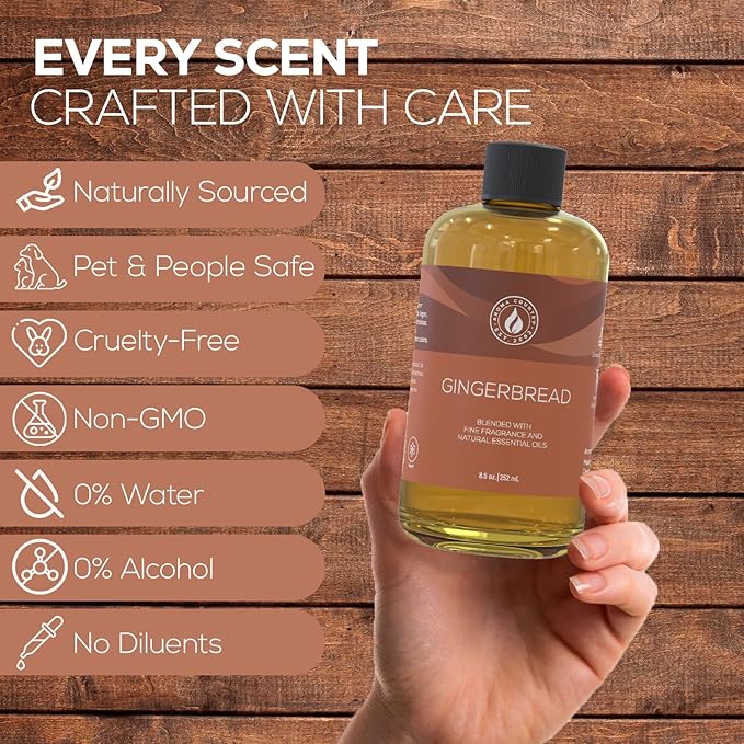 Aroma Country Gingerbread Diffuser Oil - Luxury Essential Oils for Diffuser Refill &amp Air Freshener Room Spray - Long-Lasting &amp Natural Home Fragrance Gingerbread Scented Oil (8.5 Fl. oz)