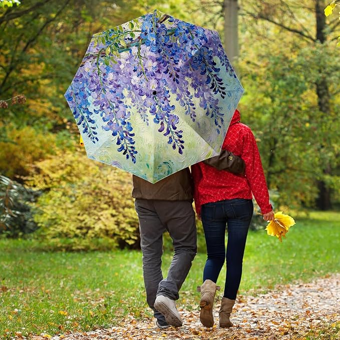 Small Compact Travel Automatic Folding Umbrella for Women Portable Lightweight Rain Wind UV Sun Shade