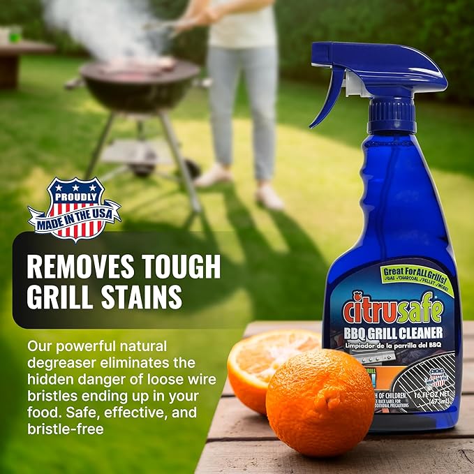 Citrusafe BBQ Grill Cleaner Spray 3in1 Grill Brush &amp Cookbox Scraper