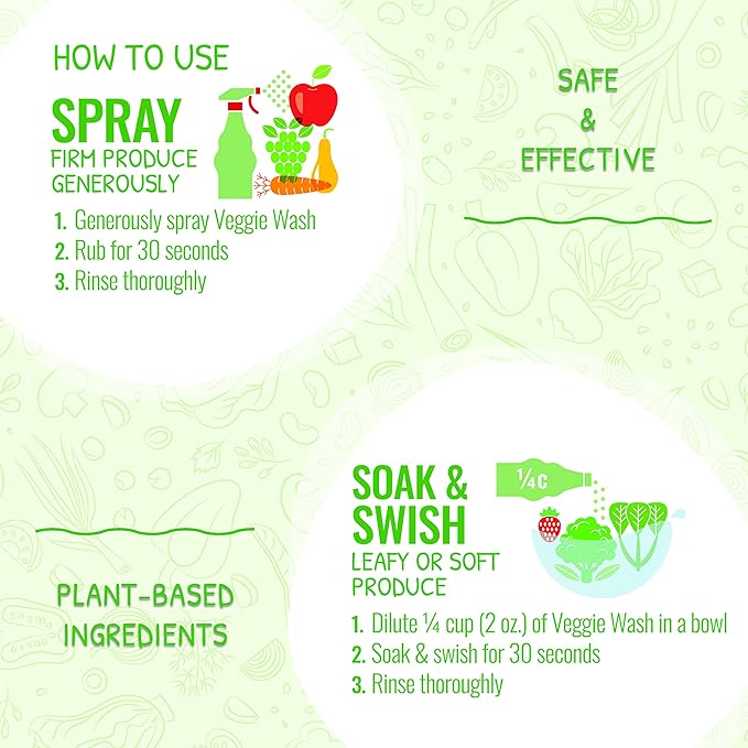 Veggie Wash Fruit &amp Vegetable Wash Produce Wash and Cleaner 16-Fluid Ounce CASE of 12 Packaging May Vary