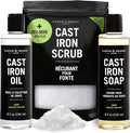 CARON &amp DOUCET – New Ultimate Cast Iron Set: Seasoning Oil Cleaning Soap &amp Restoring Scrub | 100% Plant-Based &amp Best for Cleaning Care Washing Restoring &amp Seasoning Skillets Pans &