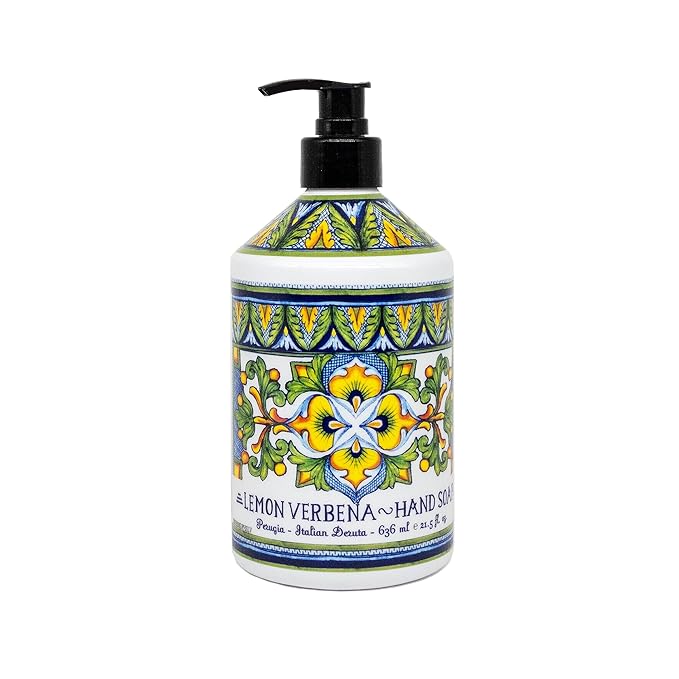 Perugia Italian Deruta Hand Soap - 21.5 fl oz Bottles - 8 pack - Lavendar Sweet Orange Lemon Verbana and Olive Thyme